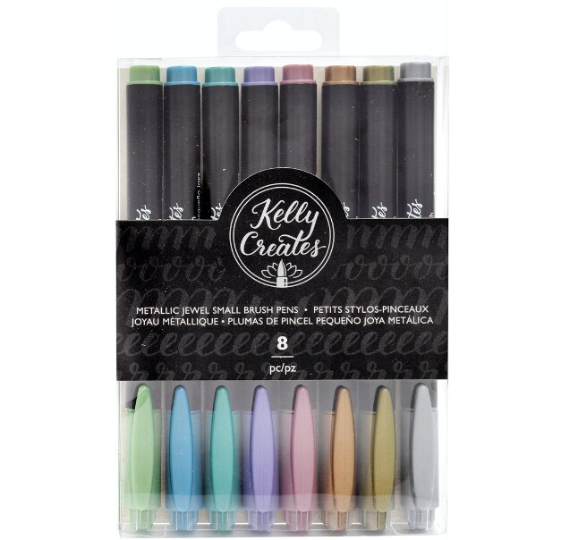 PEN - American Crafts - KC - SMALL BRUSH PENS - METALLIC JEWEL (8 PIECE) 349301