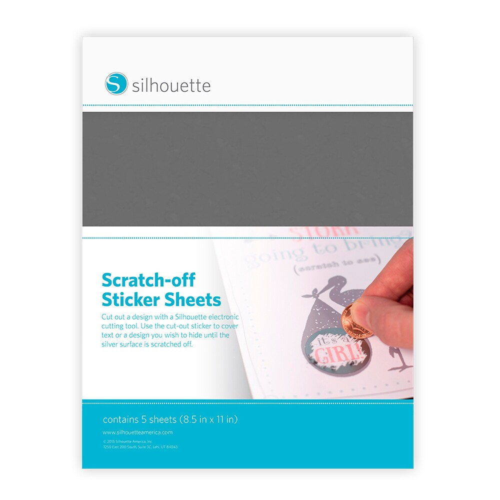 Silhouette Printable Scratch-Off Sticker Sheets 8.5"X11" 5pk-Silver