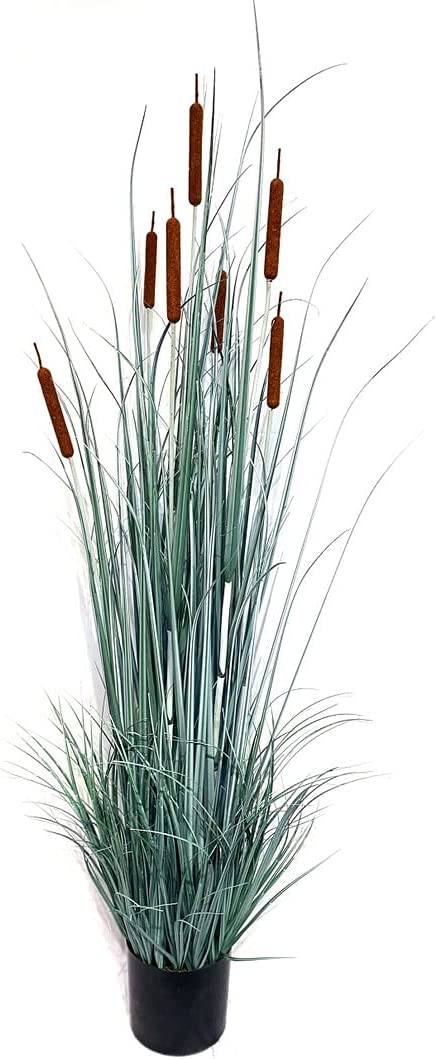 5ft Cattail Greenery Bush in Pot with Silk Foliage by Floral Home®