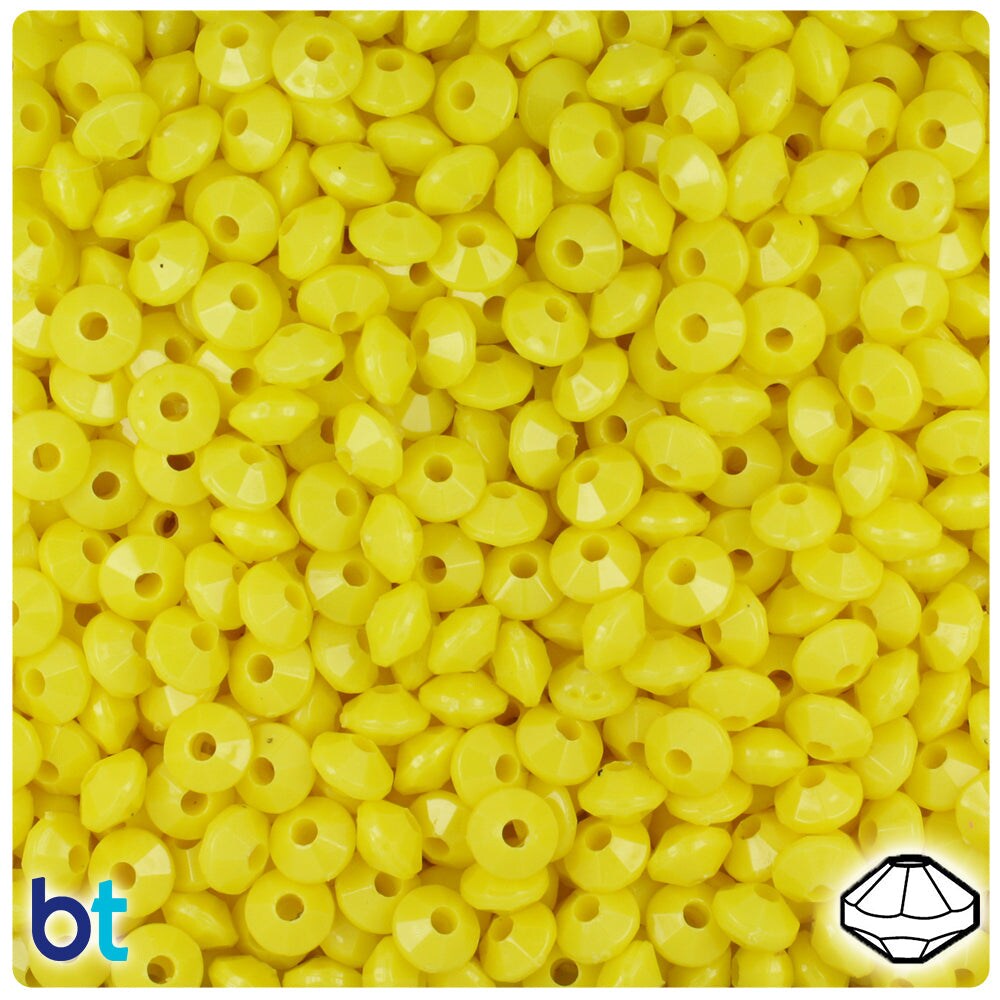 BeadTin Yellow Opaque 6mm Faceted Rondelle Plastic Craft Beads (1350pcs)