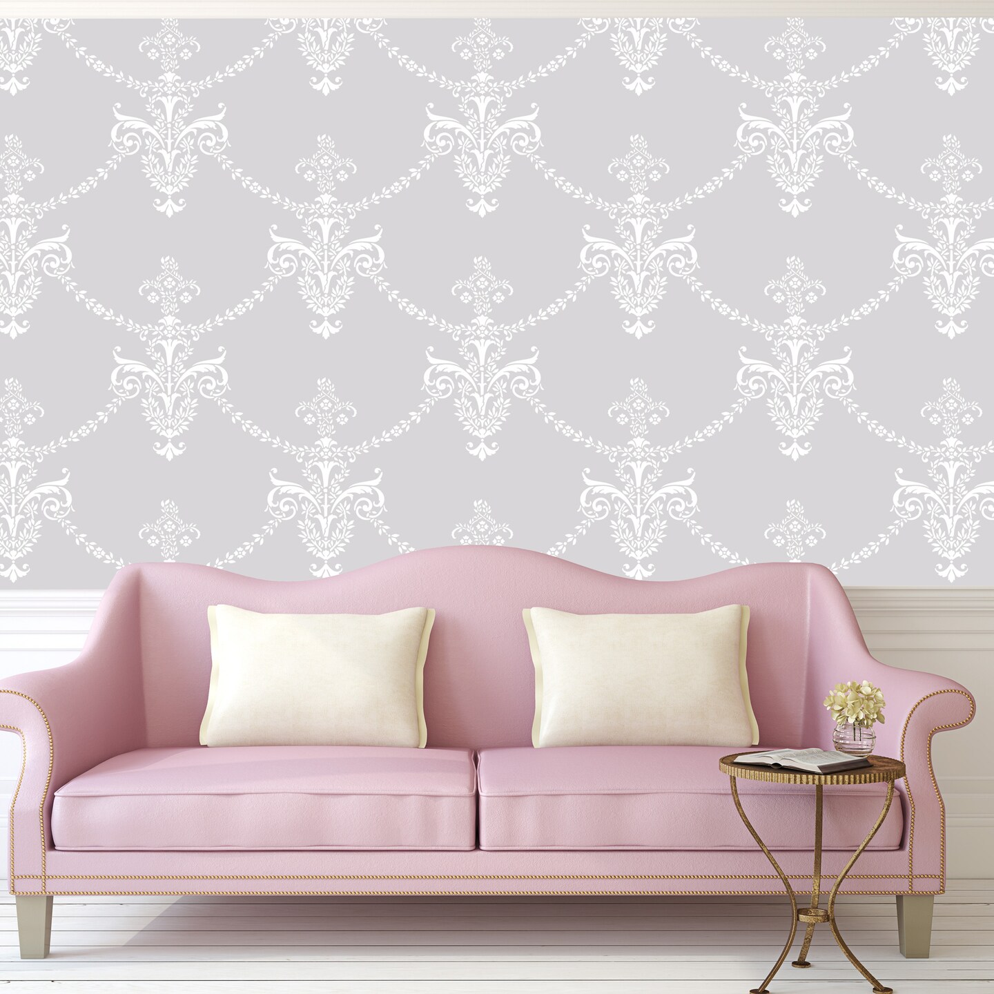 Antique Wallpaper Wall Stencil | 3574 by Designer Stencils | Pattern Stencils | Reusable Stencils for Painting | Safe & Reusable Template for Wall Decor | Try This Stencil Instead of a Wallpaper | Easy to Use & Clean Art Stencil Pattern