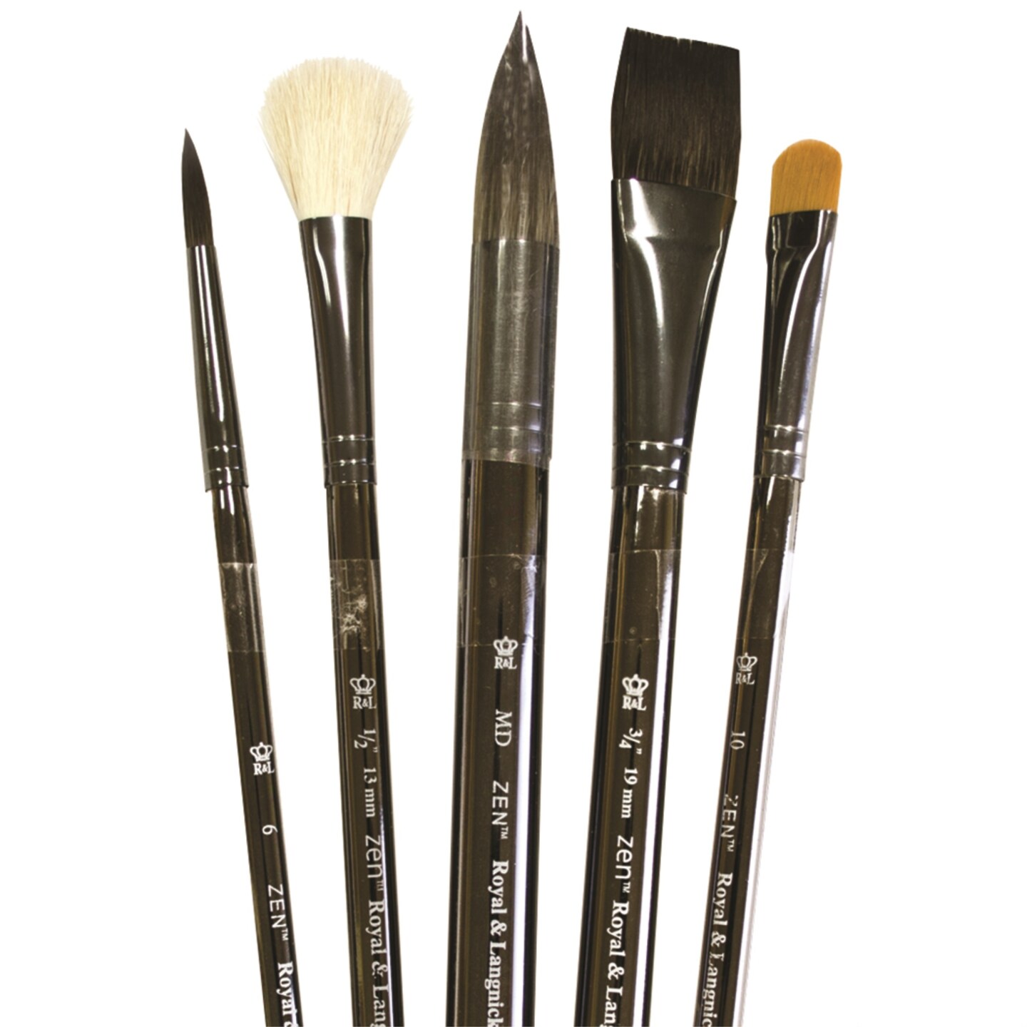 Royal & Langnickel Zen Short-Handle Round Wash Variety Watercolor Brush ...