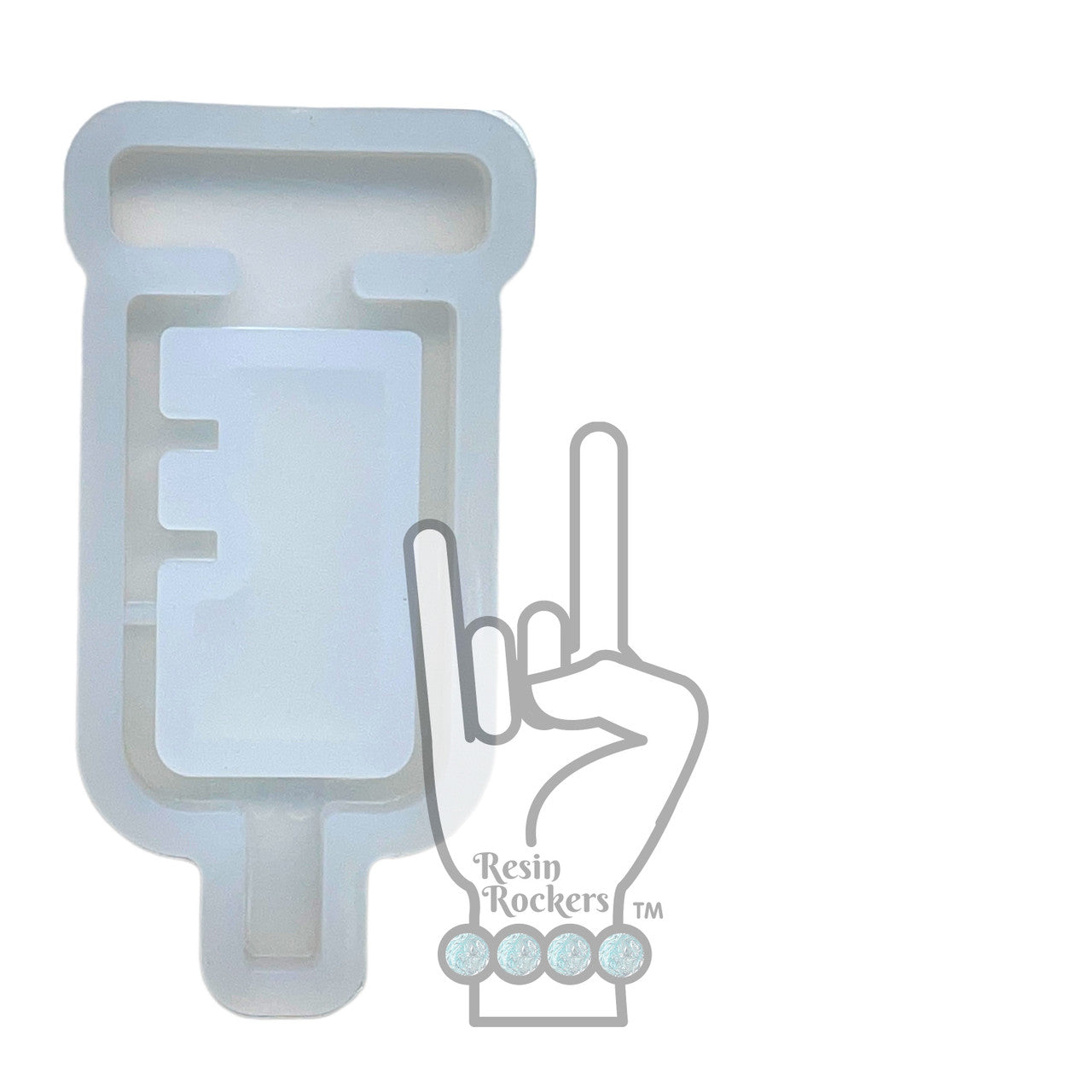 Syringe Shot Badge Reel or Phone Grip Shaker Silicone Mold for Epoxy