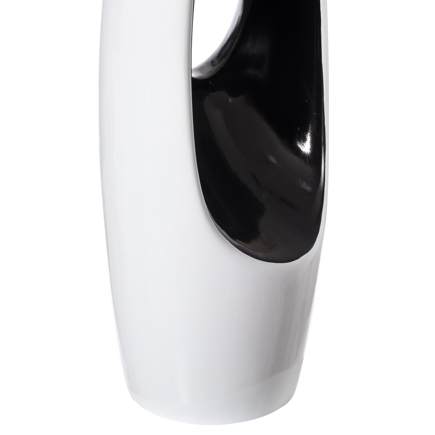 Modern Unique Design White Floor Flower Vase with Black Interior, for Living Room, Entryway or Dining Room, 43 inch