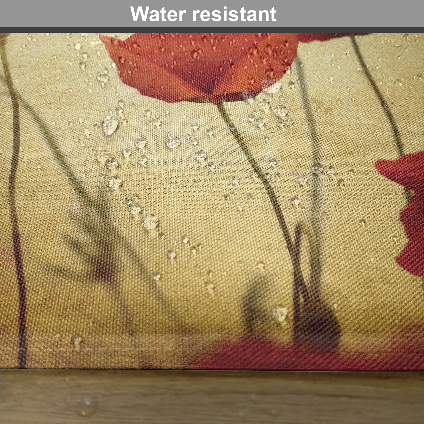 Ambesonne Poppy Flower Place Mats Set of 4, Flower and Buds on Ambient Grunge Background Retro Effects Bohemian, Washable Fabric Placemats for Dining Table, Standard Size, Pale Brown Vermilion