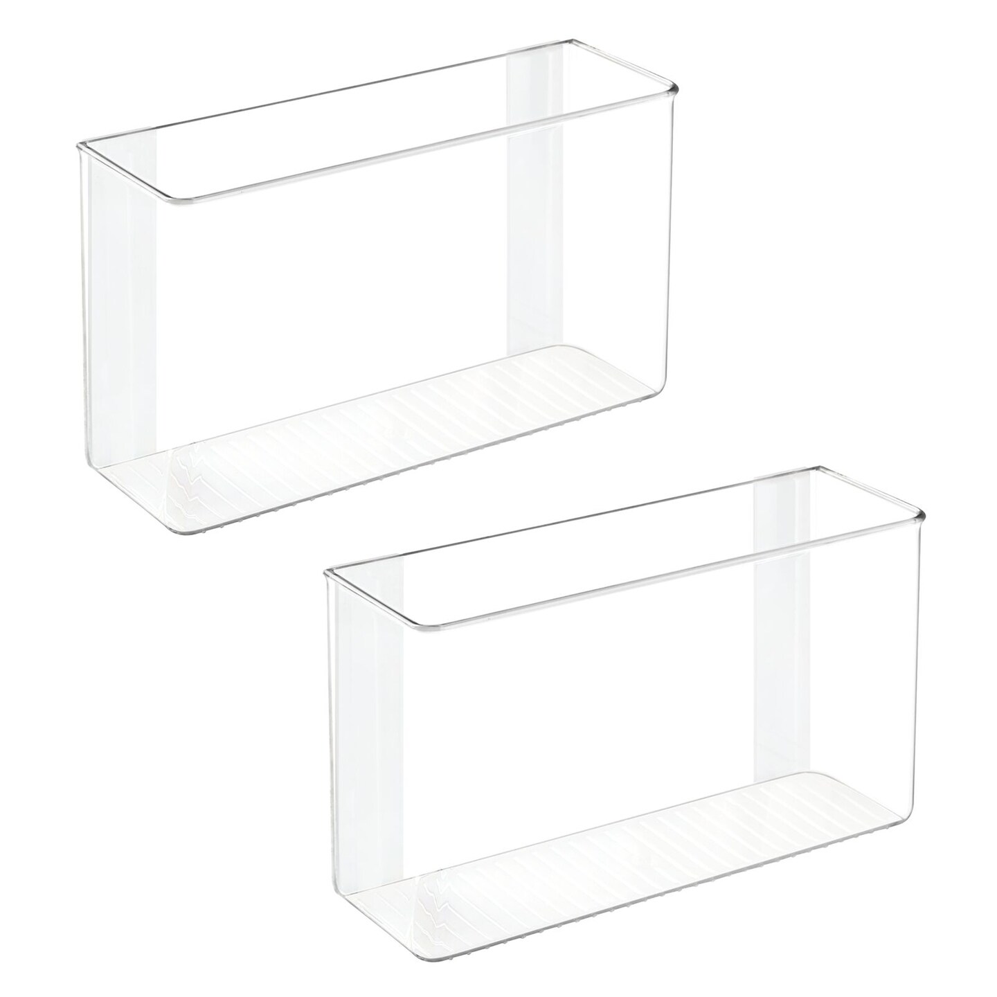 mDesign Modern Plastic Adhesive Storage Bin Container for Office, 2 Pack - Clear