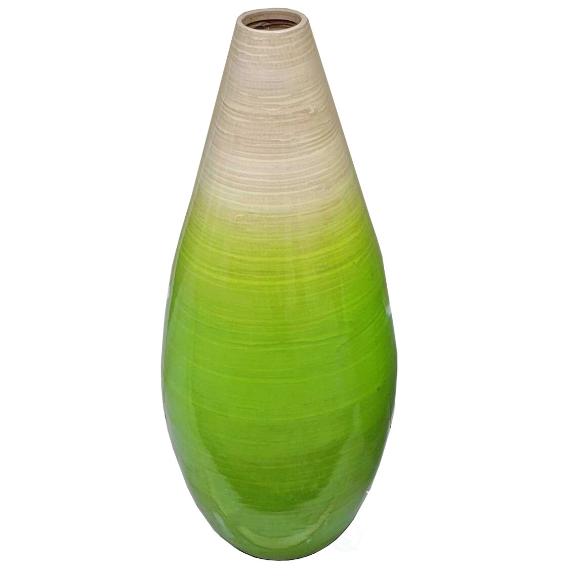 Contemporary Bamboo Floor Flower Vase Tear Drop Design for Dining, Living Room, Entryway Decoration Fill It with Dried Branches or Flowers, Green
