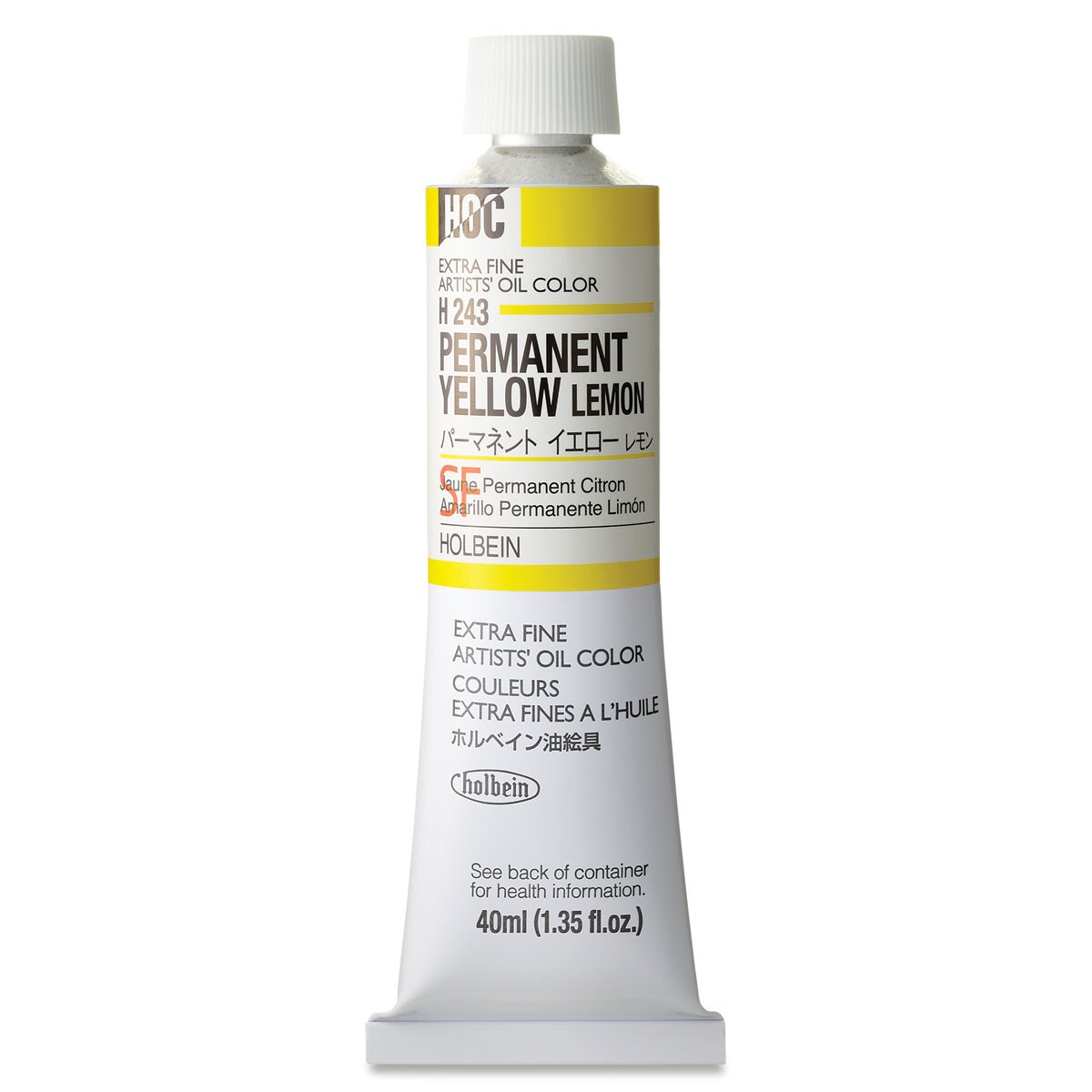 Holbien Artists&#x27; Oil Color - Permanent Yellow Lemon, 40 ml tube