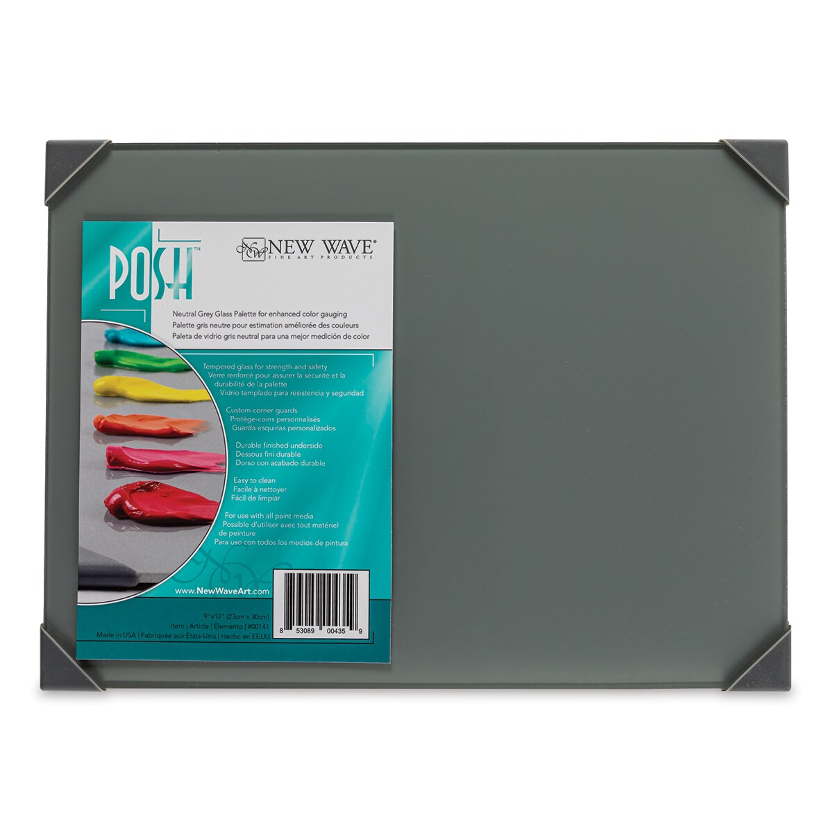 New Wave Posh Glass Tabletop Palette - 9&#x22; x 12&#x22;, Gray