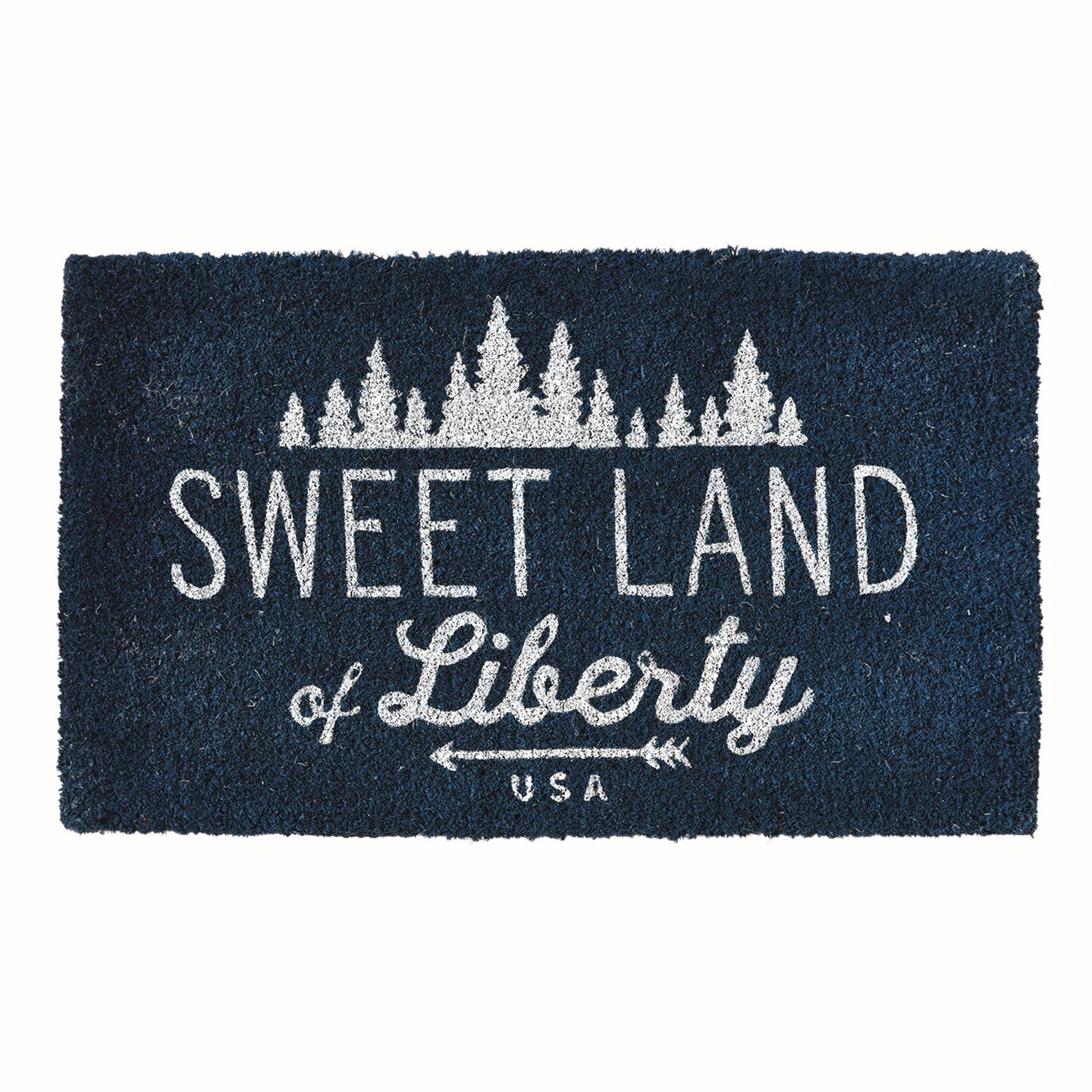 18" x 30" Sweet Land Of Liberty U.S.A. Rectangle Indoor and Outdoor Coir Door Welcome Mat 4th of July Patriotic Blue Background