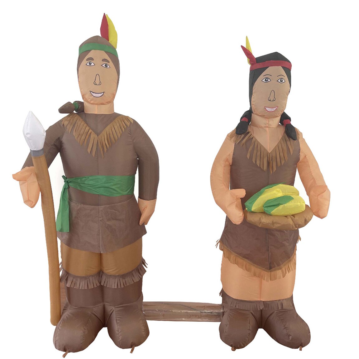 4.5&#x27; Air Blown Inflatable Thanksgiving Indian Boy &#x26; Girl COMBO Y817