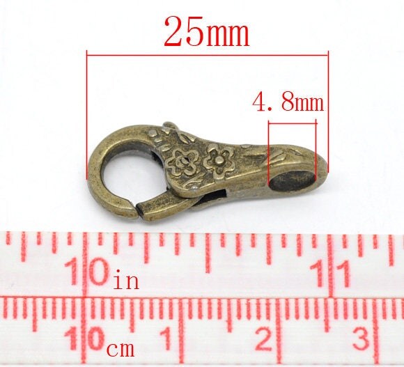 *10* 25x11mm Antique Bronze Floral Lobster Clasp