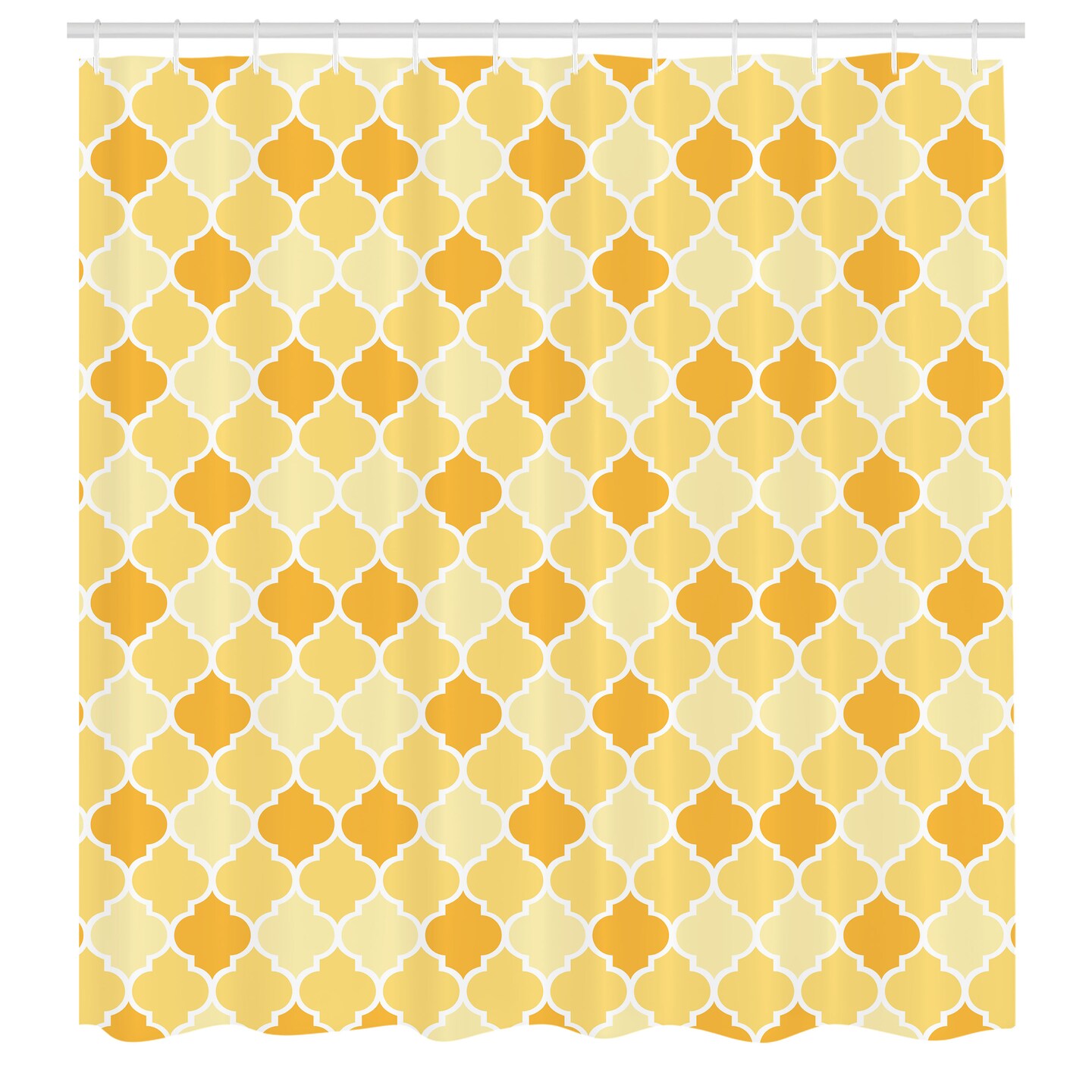 Ambesonne Quatrefoil Shower Curtain, Age-Old Trellis Pattern in The Shades of Yellow Historical Eastern, Cloth Fabric Bathroom Decor Set with Hooks, 69&#x22; W x 70&#x22; L, Marigold Mustard