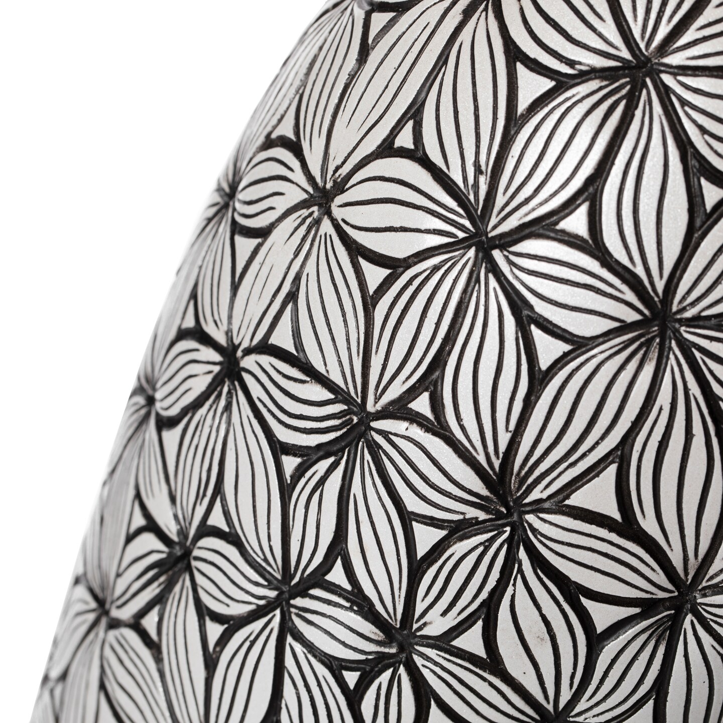 Timeless Flower-Inspired Ceramic Vase - Unique White 17-Inch-Tall Round Table Decor for Entryway, Dining Room, Living Room - Classic White Pottery - Elegant Home Accent with Chic Floral Touch