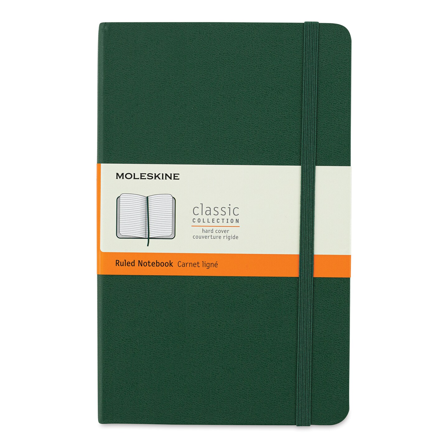 Moleskine Classic Hardcover Notebook - Myrtle Green, Ruled, 8-1/4&#x22; x 5&#x22;