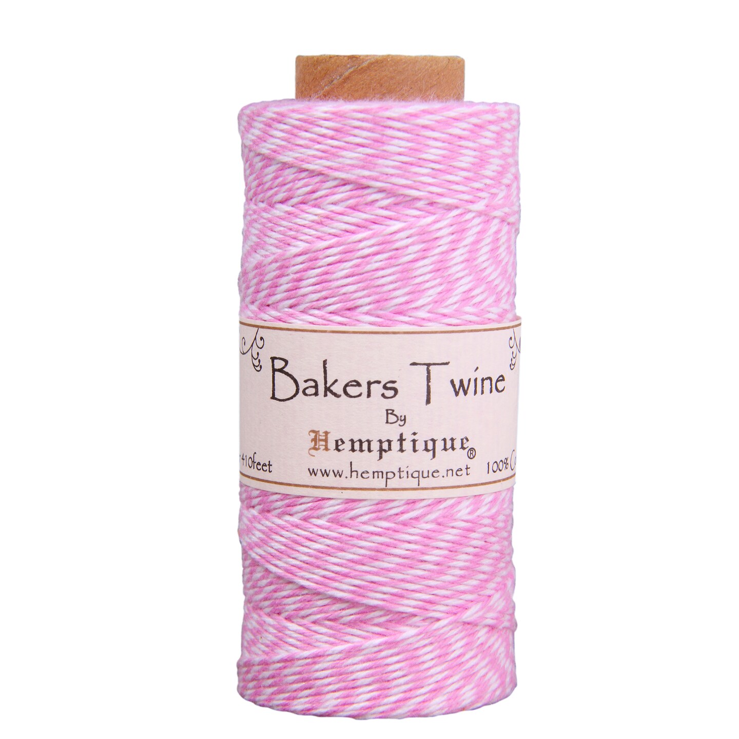 Hemptique Bakers Twine Spool, Light Pink/White