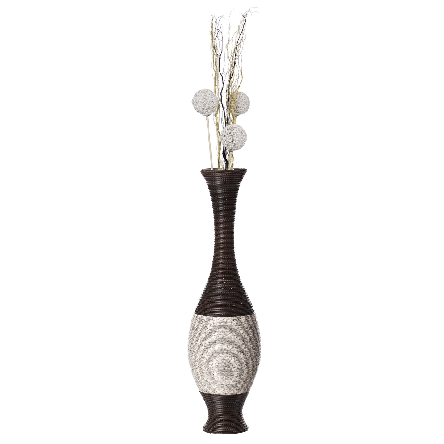 Tall Decorative Floor Vase, PVC Floor Vase, Tall Flower Holder, Brown Floor Vase, Floor Vase 41- Inch -Tall, for Living Room, Dining Room, Hallway, or Entryway
