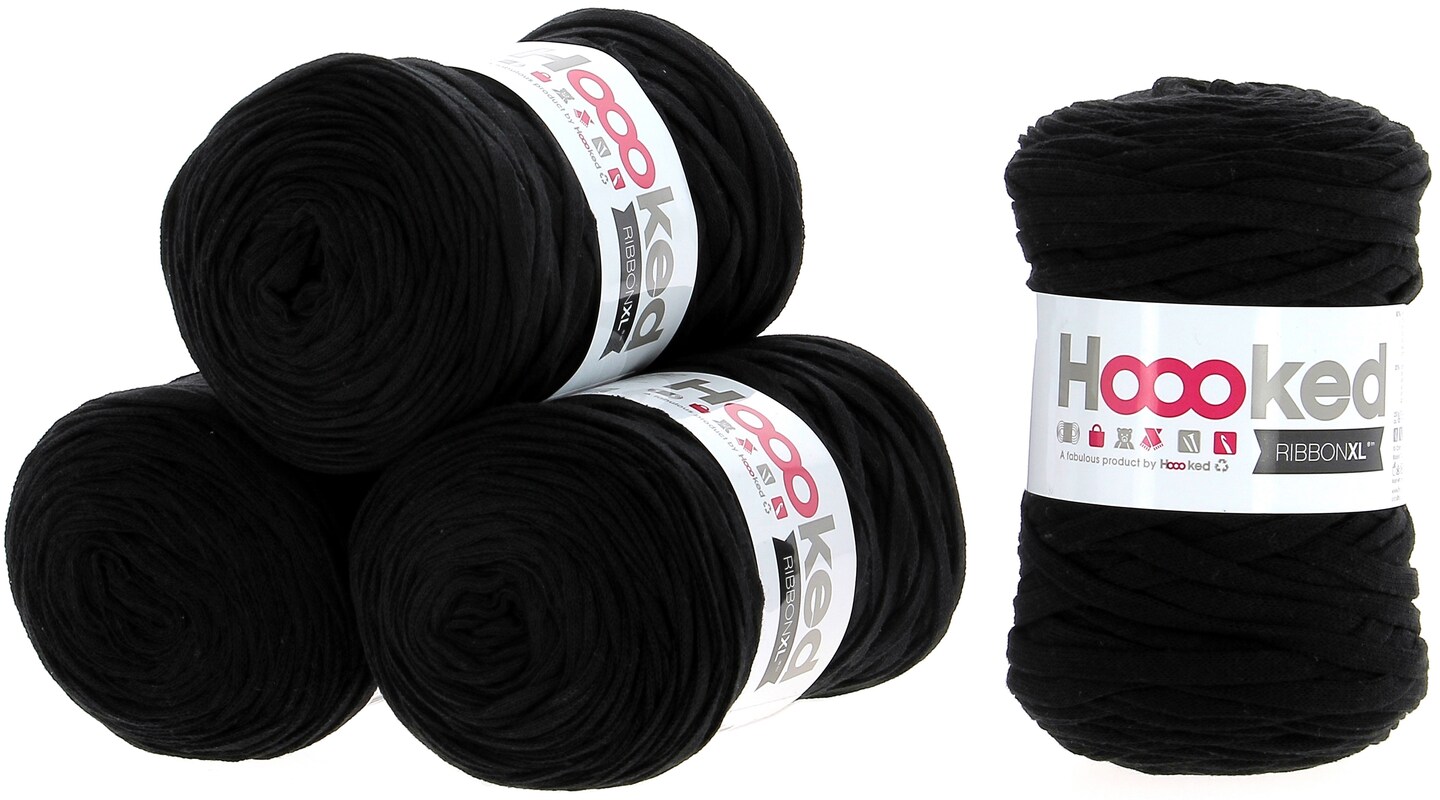 Multipack of 4 - Hoooked Ribbon XL Yarn-Black Night