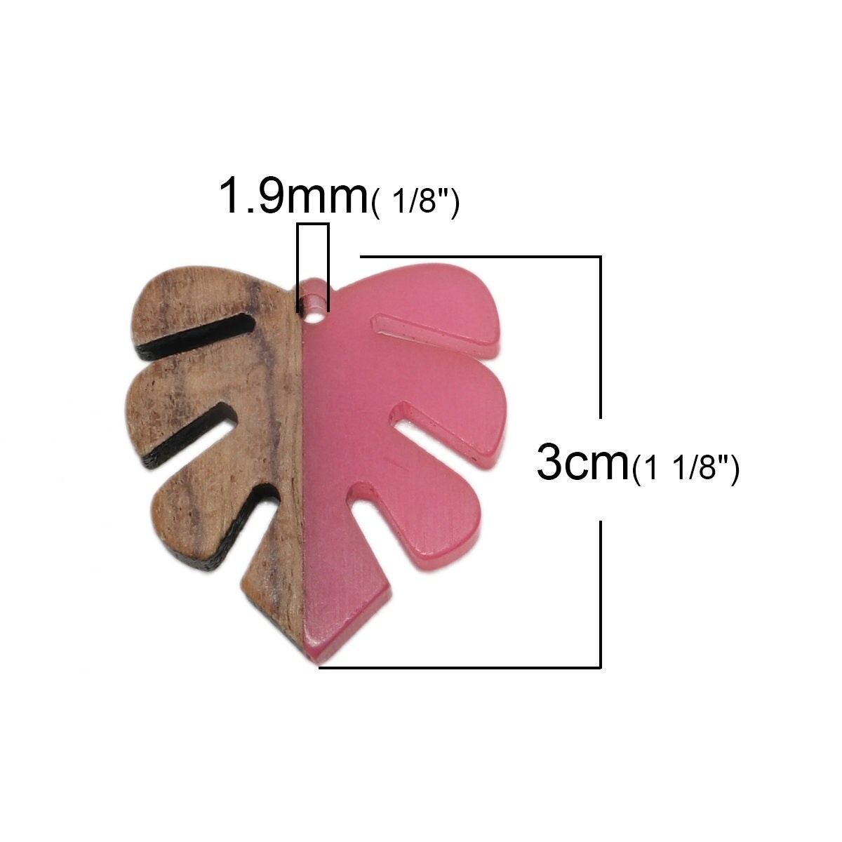Palm Leaf Pendant - Wood Resin Pendant - Boho Pendant - Wood Pendant - Resin Pendant - Jewelry Pendant - 30x28mm - (B157)