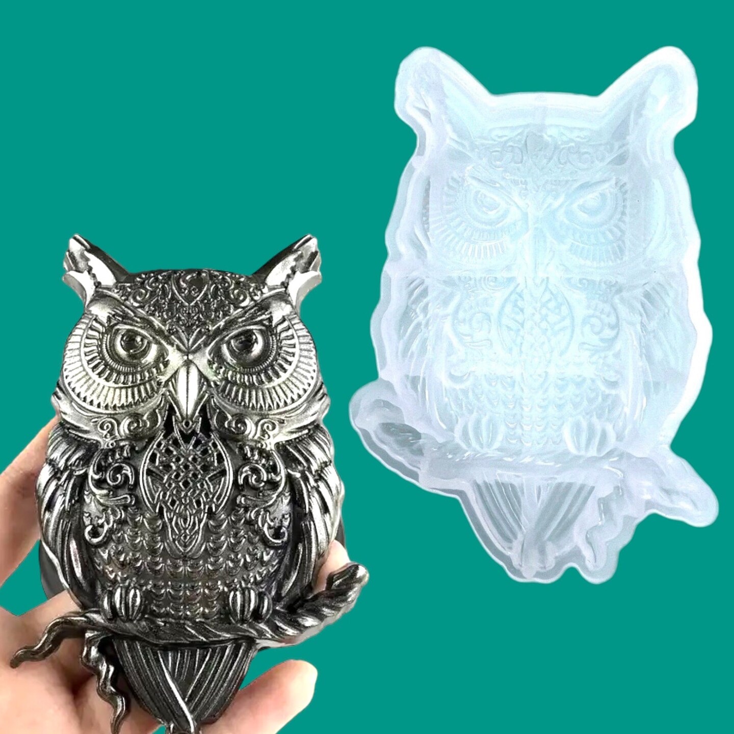 2D Perched Realistic Owl Mold for UV and Epoxy Resin