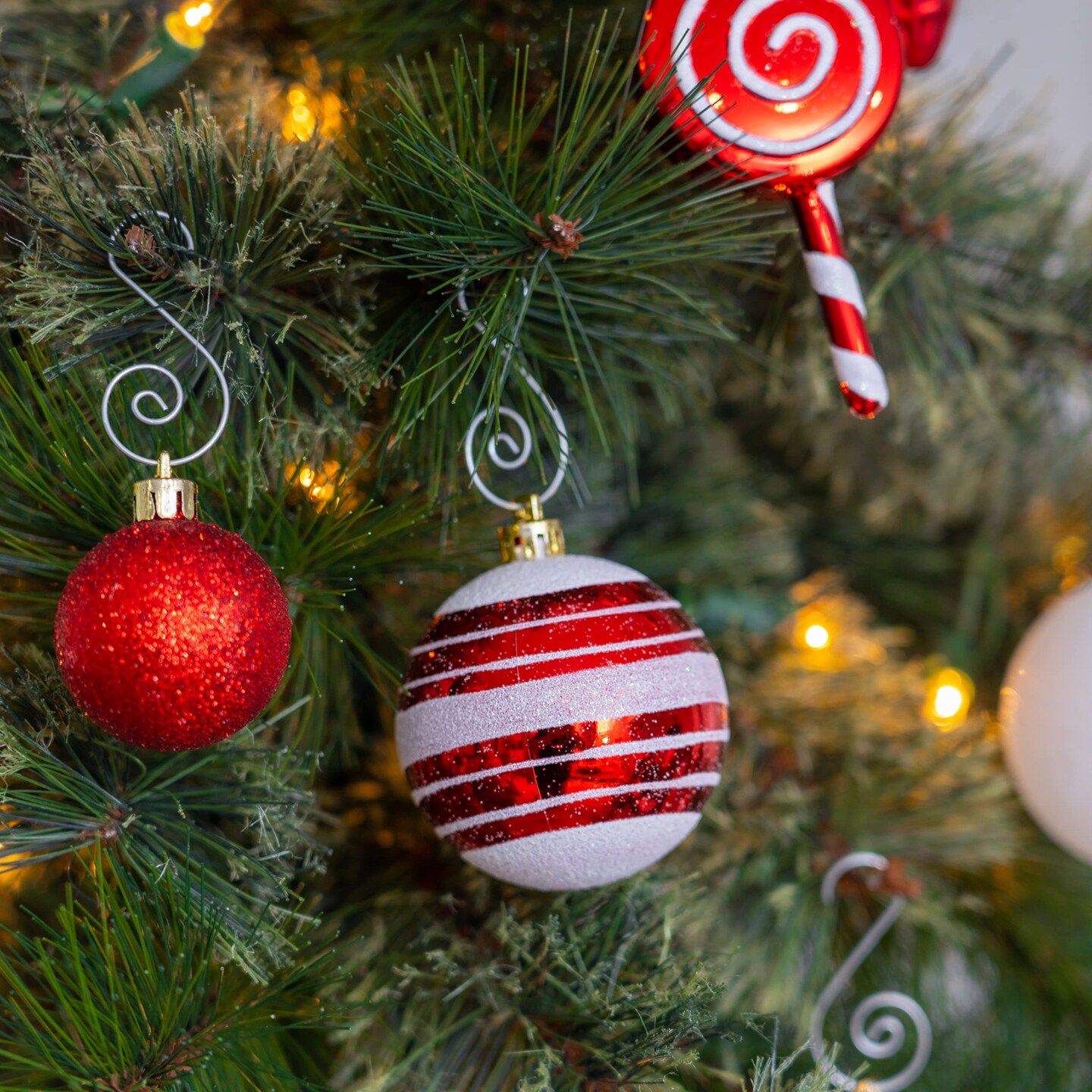 R N&#x27; D Toys Candycane Ornament Set &#x2013; Christmas Candy Cane Shatterproof Balls and Candy Hanging Ornaments for Indoor or Outdoor Christmas Tree, Holiday Party, Home D&#xE9;cor - 82 Piece Set