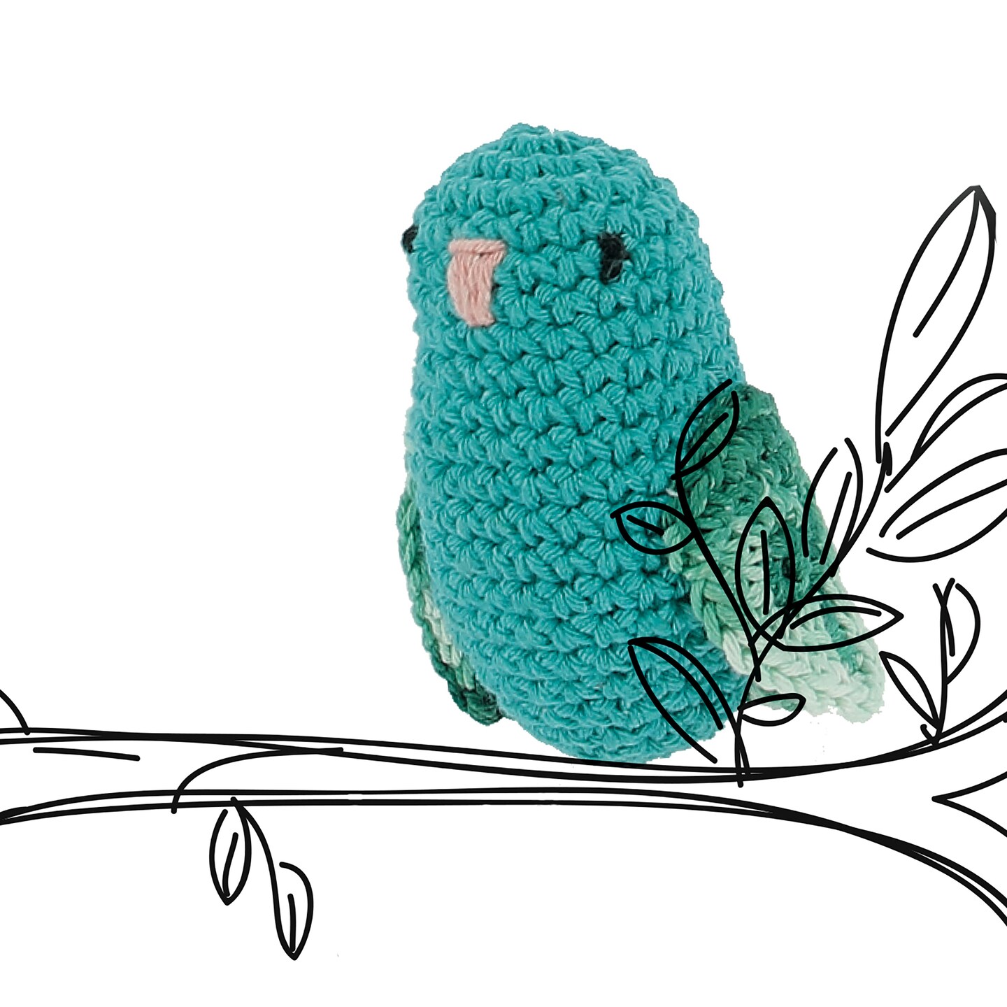 Hoooked Amigurumi DIY Kit W/Eco Barbante Yarn-Love Bird - Turquoise