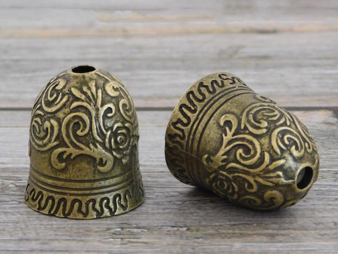 *2* 23x20mm Antique Bronze Ornate Bell Shaped Bead Caps