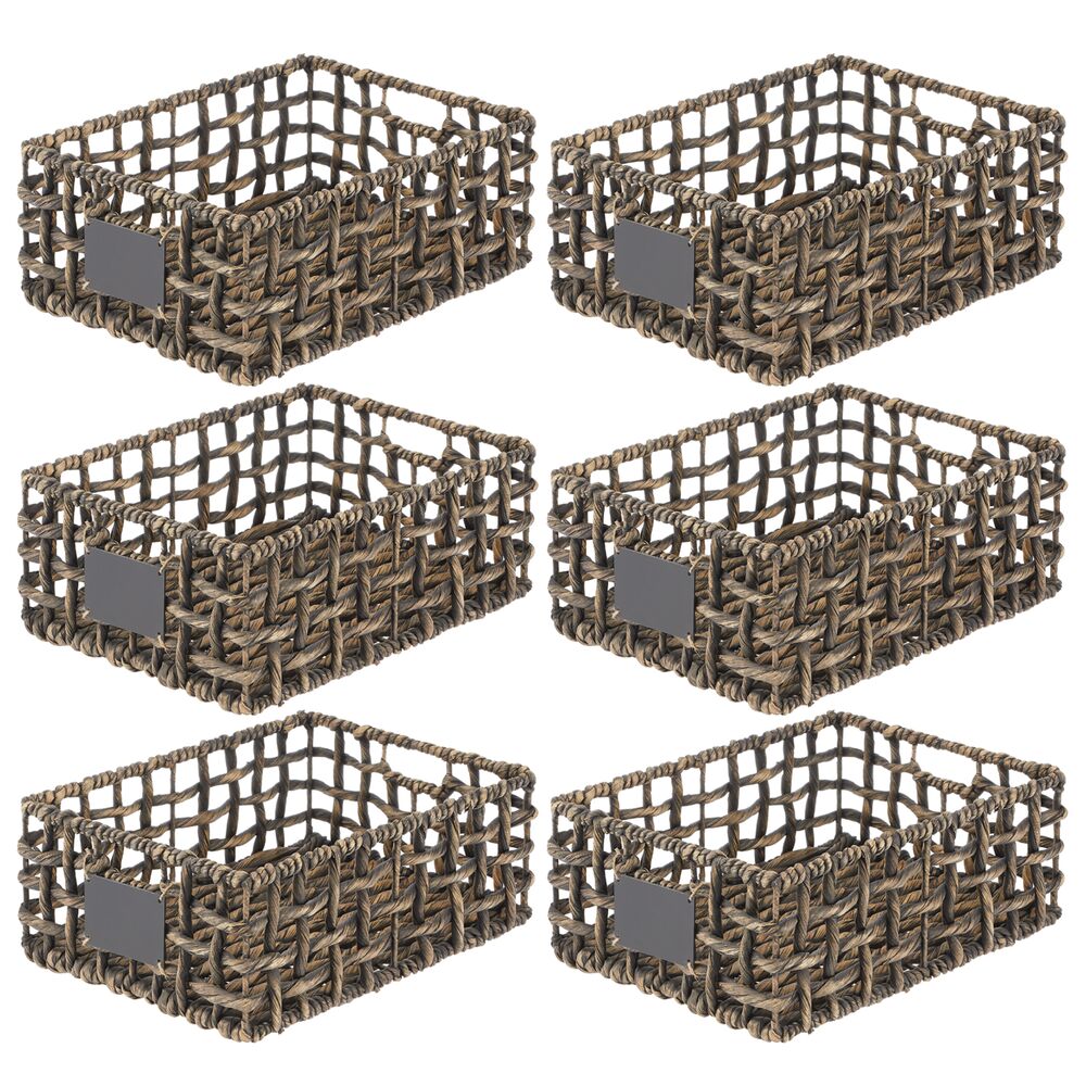 mDesign Natural Open Weave Kitchen Pantry Basket, 16&#x22; Long - 6 Pack