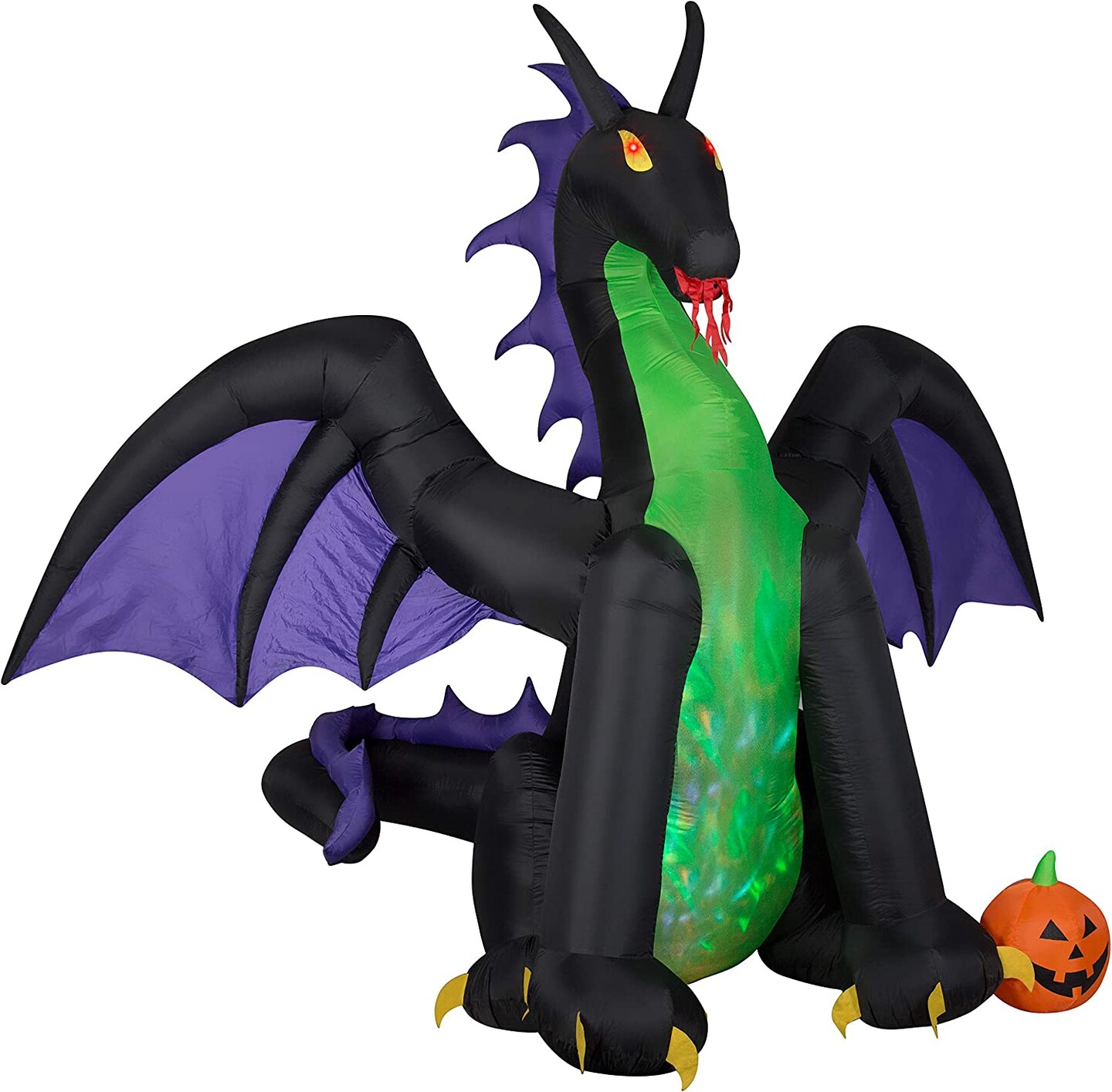 11.5' Gemmy Airblown ANIMATED Inflatable Halloween Fire & Ice Purple & Green Dragon 220279