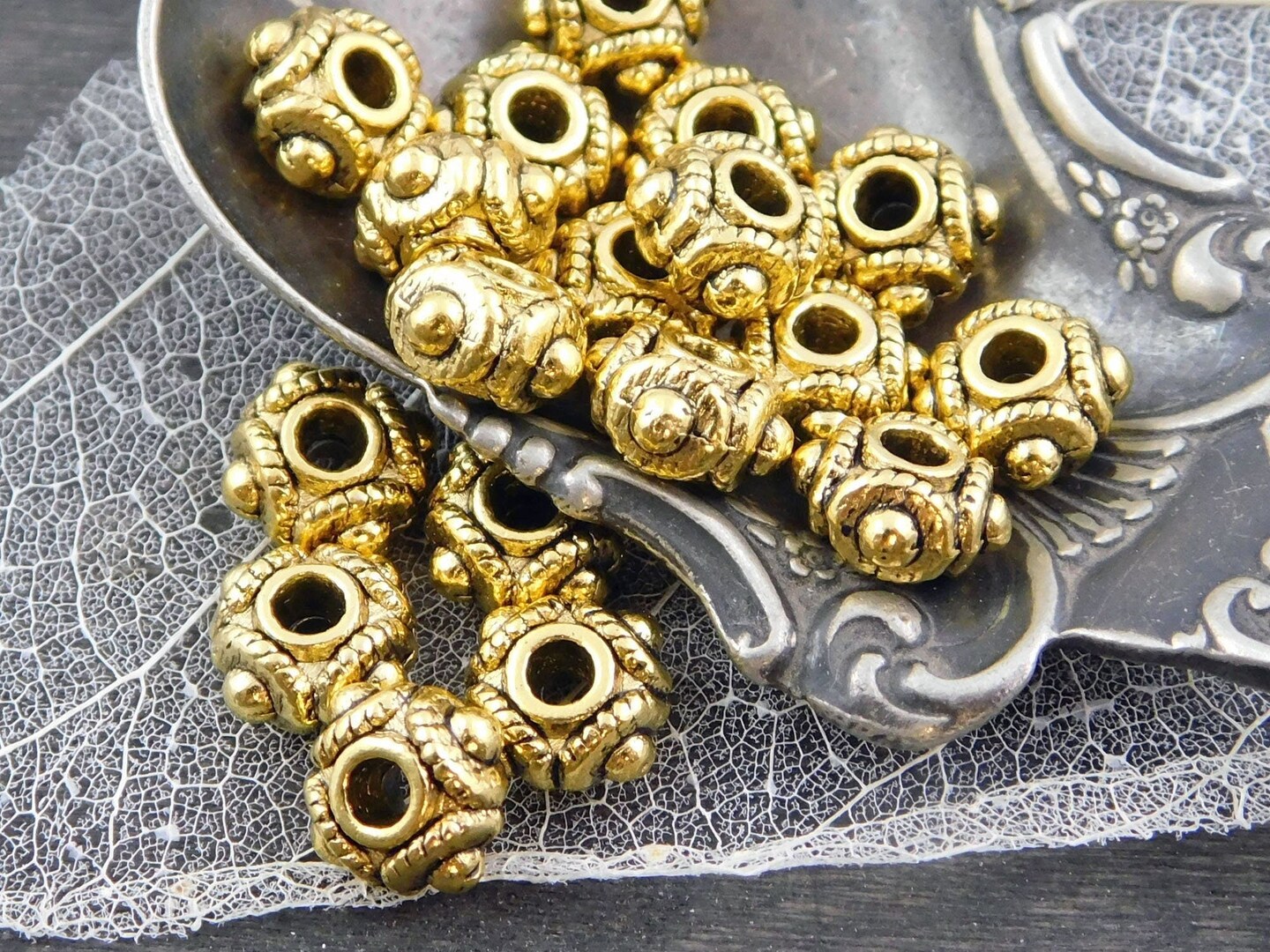 *50* 8x5mm Antique Gold Rounded Rondelle Spacer Beads