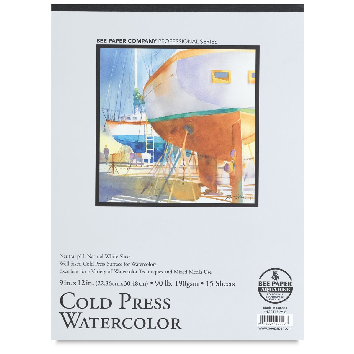 Bee Paper Aquabee Watercolor Pad - 9 x 12, 90 lb, 15 Sheets