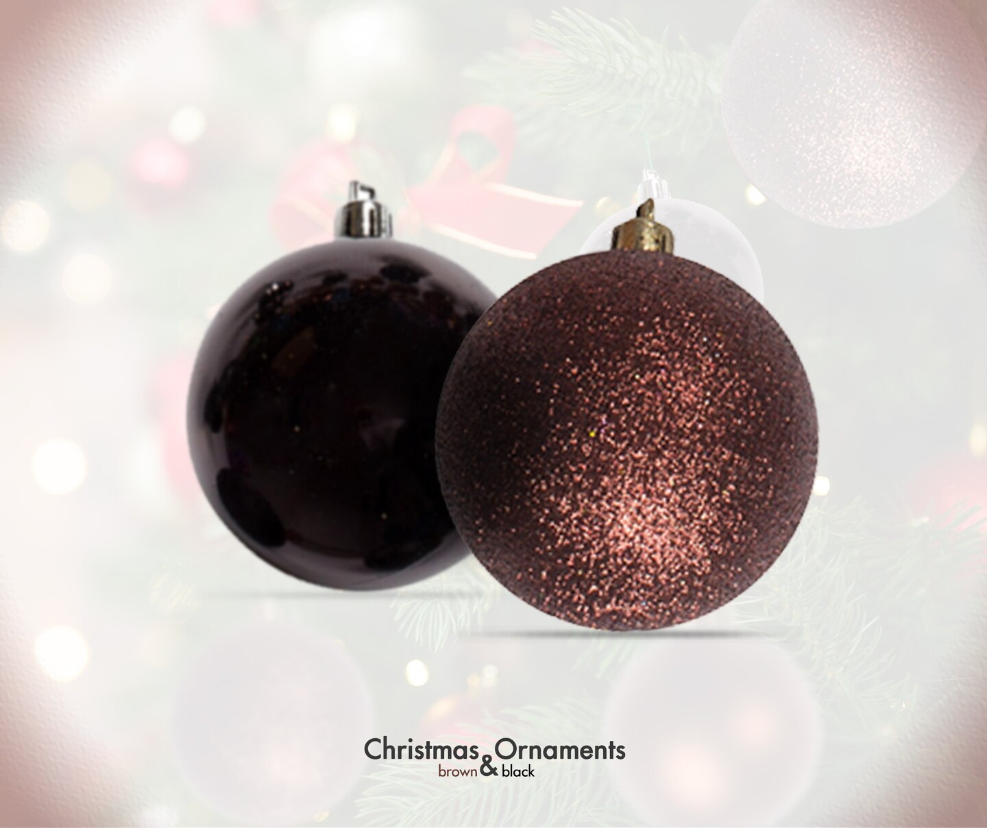 100 Shatterproof Christmas Ornament Balls - Christmas Ornaments For Christmas Tree Home Wedding Or Parties Decorative Ball (Sizes, 1.2&#x22; 1.6&#x22; &#x26; 2.4&#x22; ) (Black &#x26; Brown)