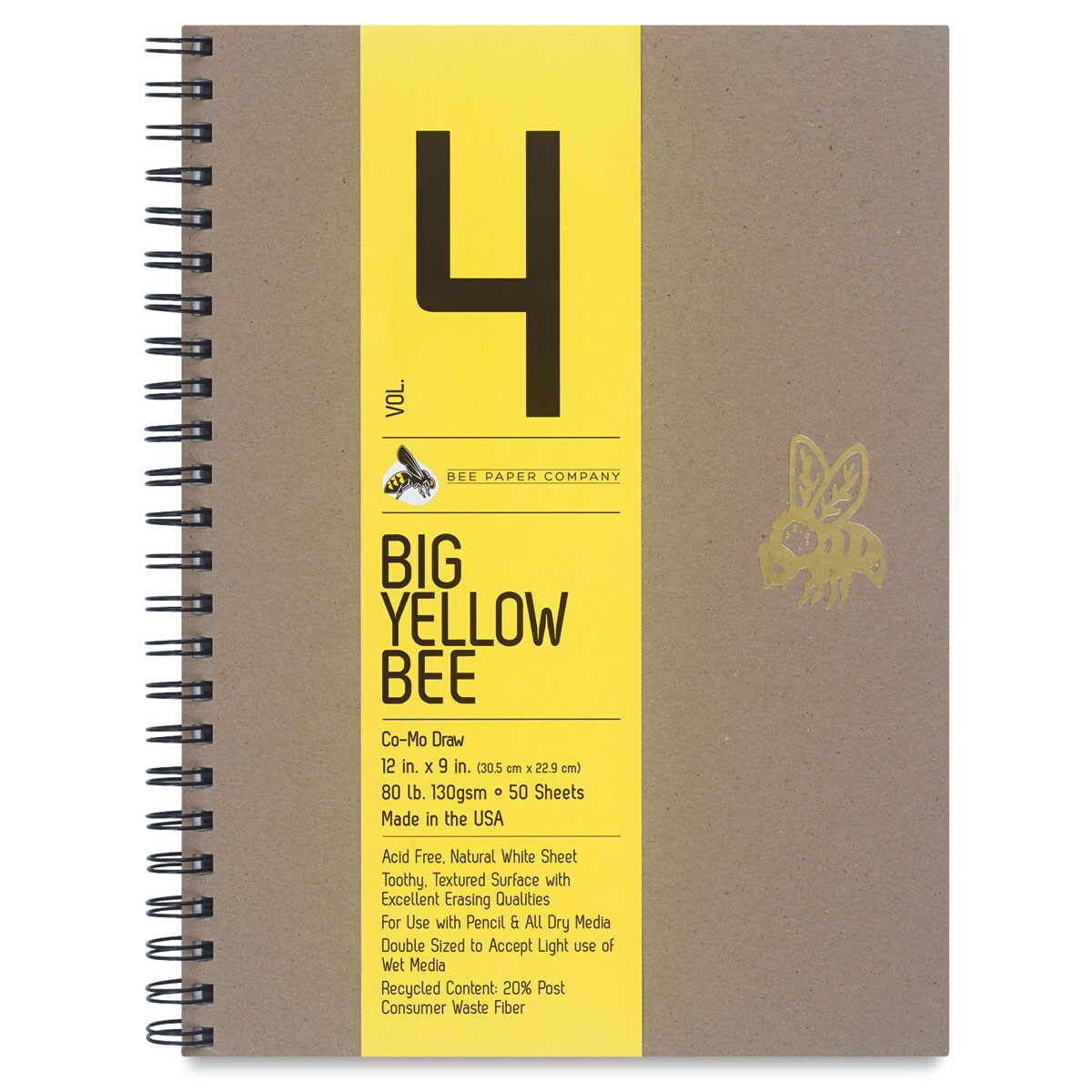 Big Yellow Bee Co-Mo Sketchbook - 12&#x22; x 9&#x22;, Wire Bound, 50 Sheets