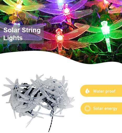 Perfect Holiday 30 LED Solar String Light Dragonfly