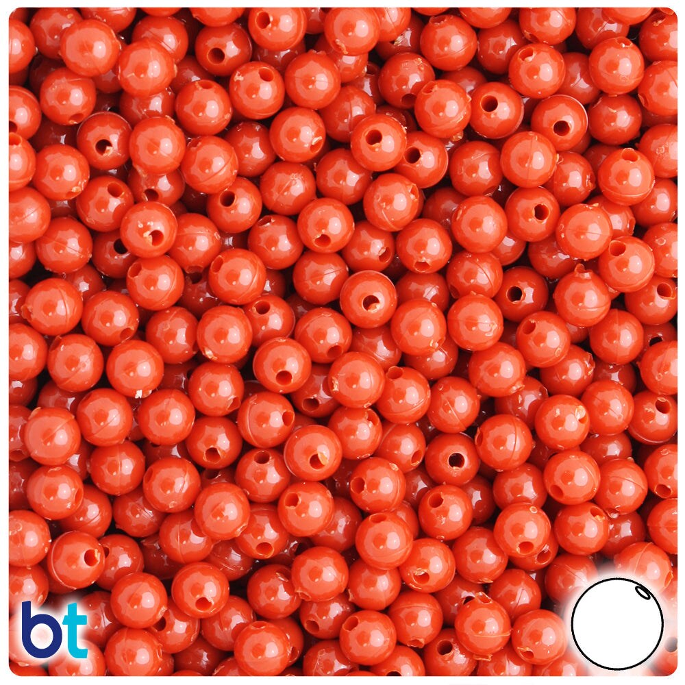 BeadTin Cinnabar Opaque 6mm Round Plastic Craft Beads (500pcs)