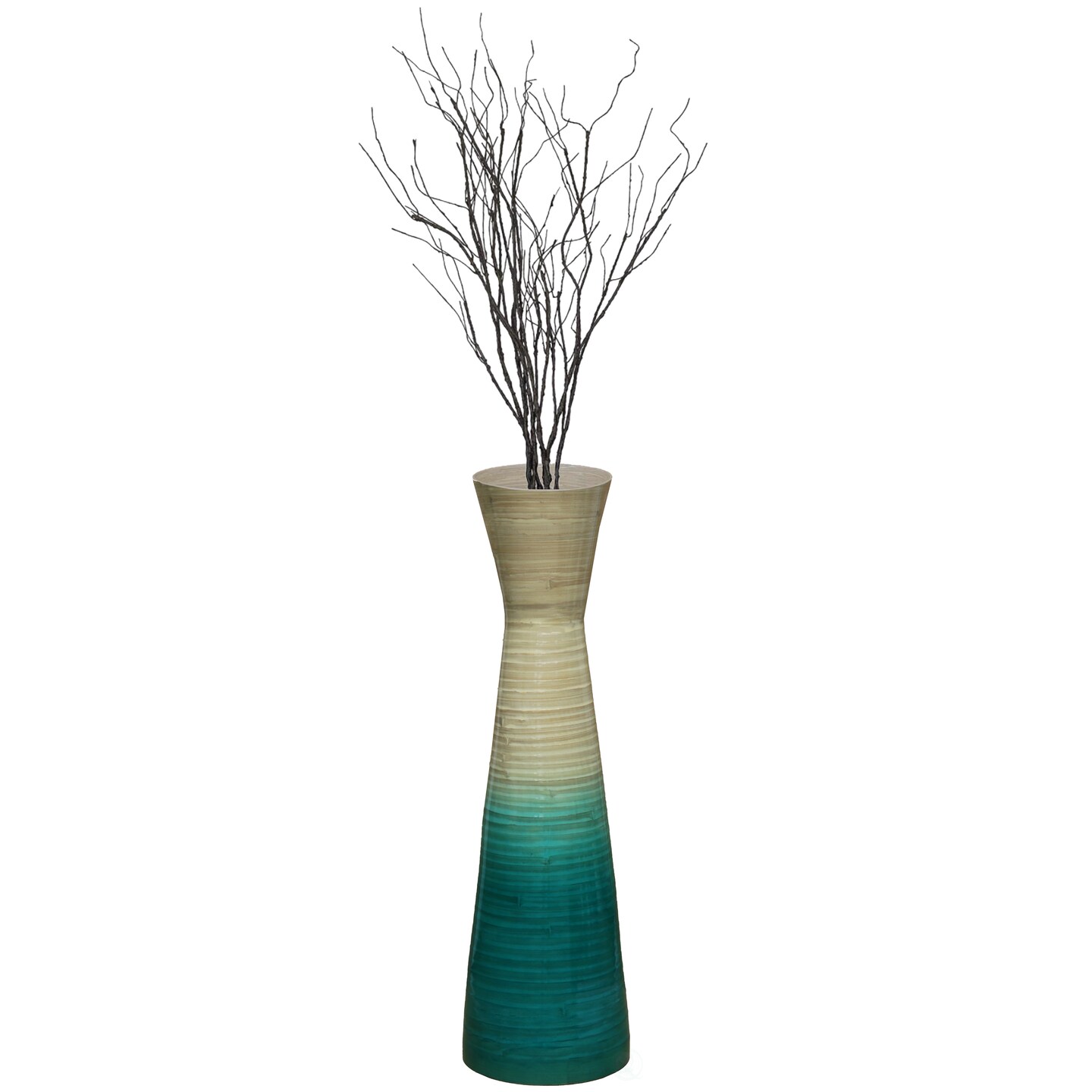 Uniquewise 27&#x22; Elegant Bamboo Floor Vase with Hourglass Design - Ideal for Silk Plants Dried Branches or Long Stem Flowers - Perfect for Dining Room Living Room Entryway or Home Office Decor