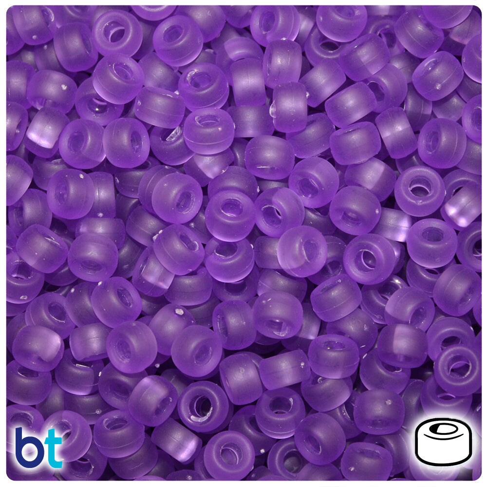 BeadTin Amethyst Frosted 6.5mm Mini Barrel Plastic Pony Beads (1000pcs)