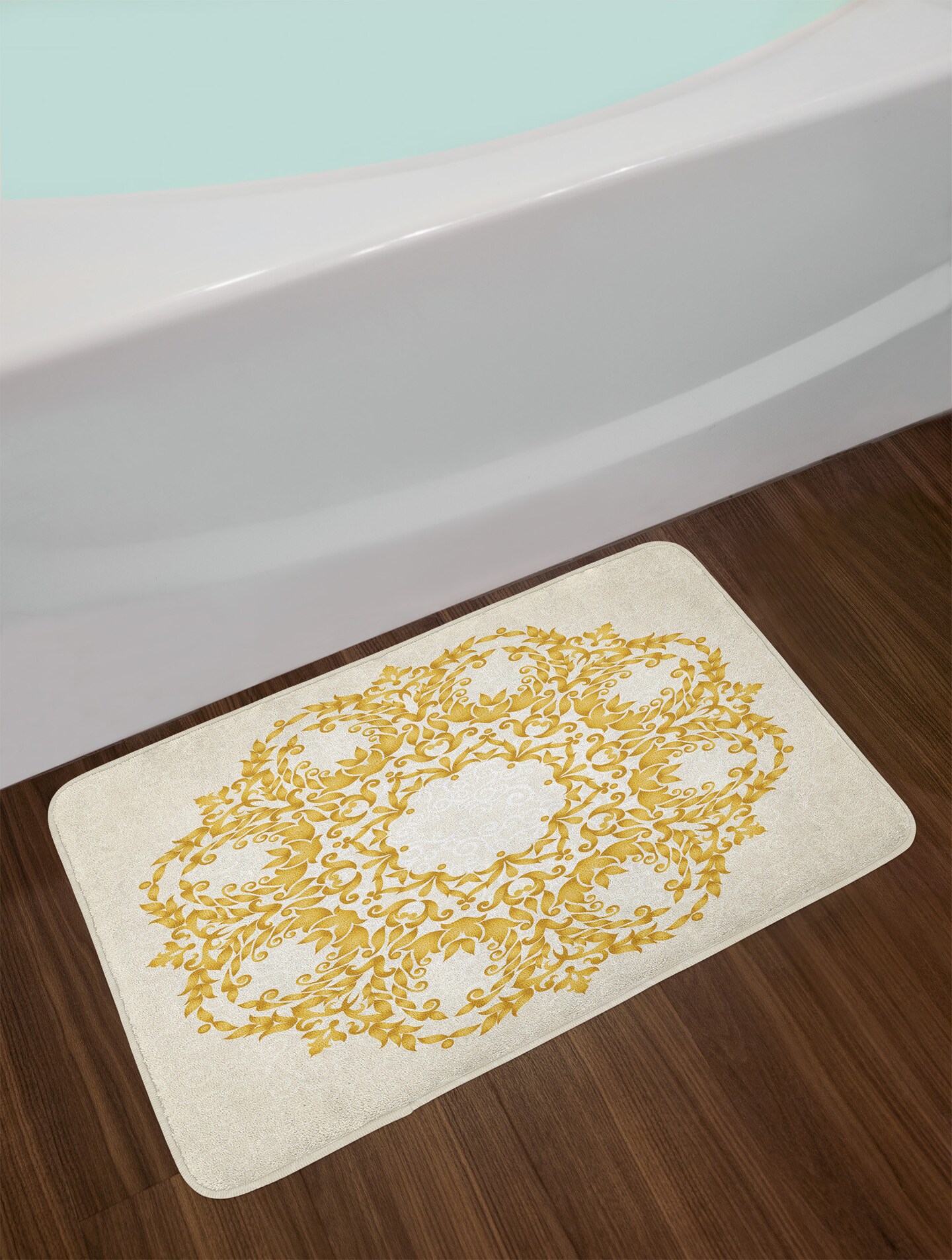 Ambesonne Spa Bath Mat, Stones Aromatic Candles and Orchids Blooms