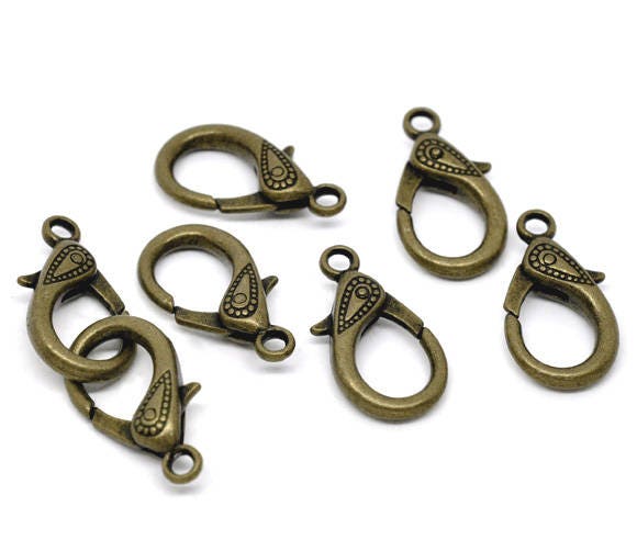 *10* 31x16mm Antique Bronze Lobster Clasps
