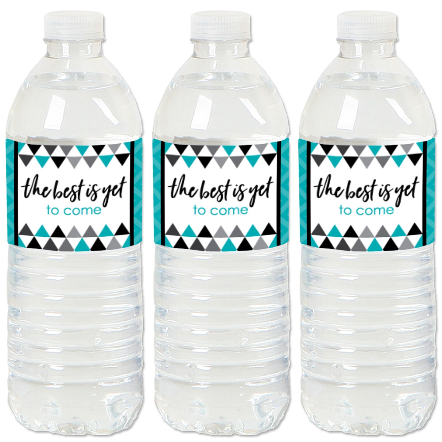 Big Dot of Happiness Teal Graduation Party Water Bottle Sticker Labels - Set of 20