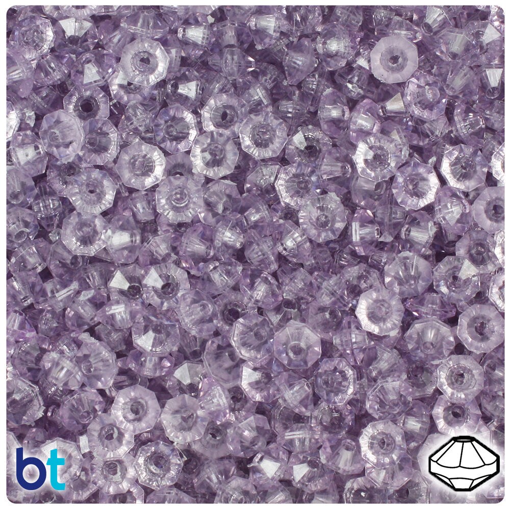 BeadTin Light Amethyst Transparent 6mm Faceted Rondelle Plastic Craft Beads (1350pcs)