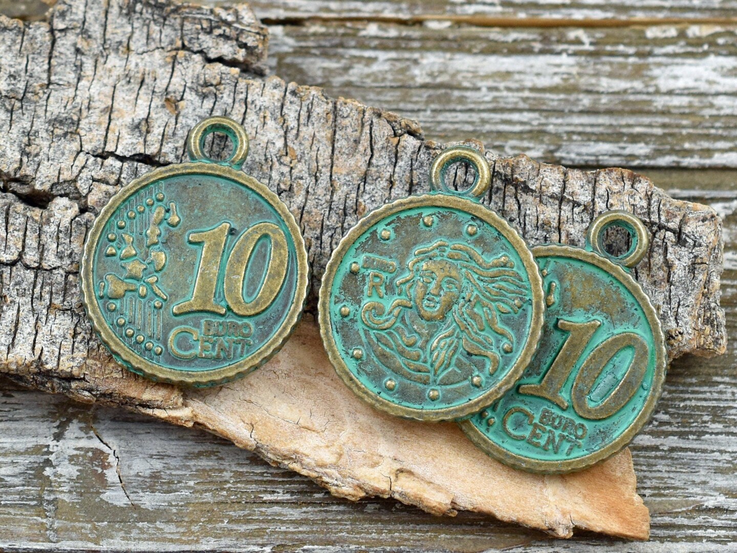 *10* 23x19mm Antique Bronze Patina Coin Charms