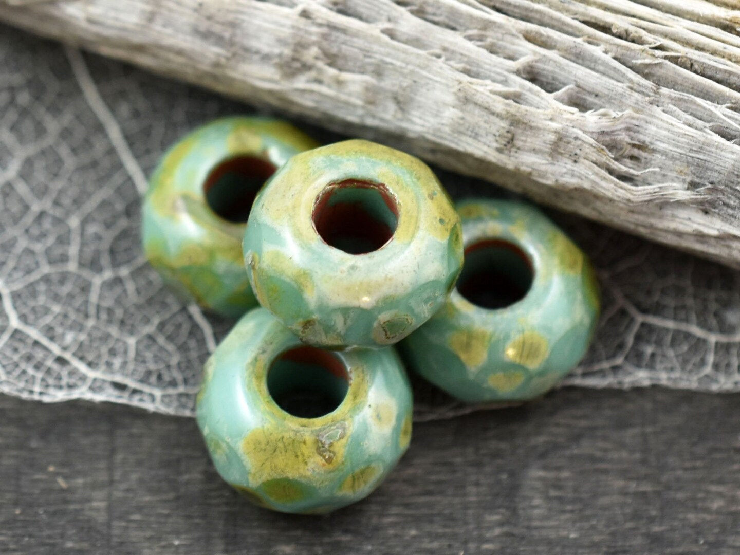 25* 5x8mm Green Turquoise Picasso Faceted Large Hole Rondelle Roller – The  Bead Obsession