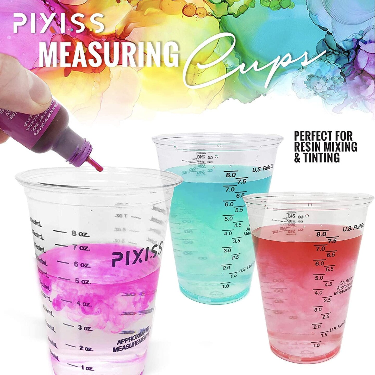 Pixiss Premium Handheld Rechargeable Resin Mixer and 20 Epoxy Resin Mixing Cups