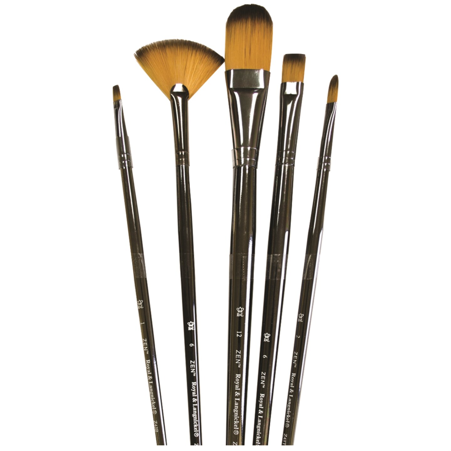 Royal & Langnickel Zen 5pc Long Handle Brush Set, Includes - Filbert ...