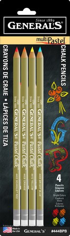 MULTIPASTEL CHALK PASTEL PENCILS SET OF 4 BRIGHT COLORS