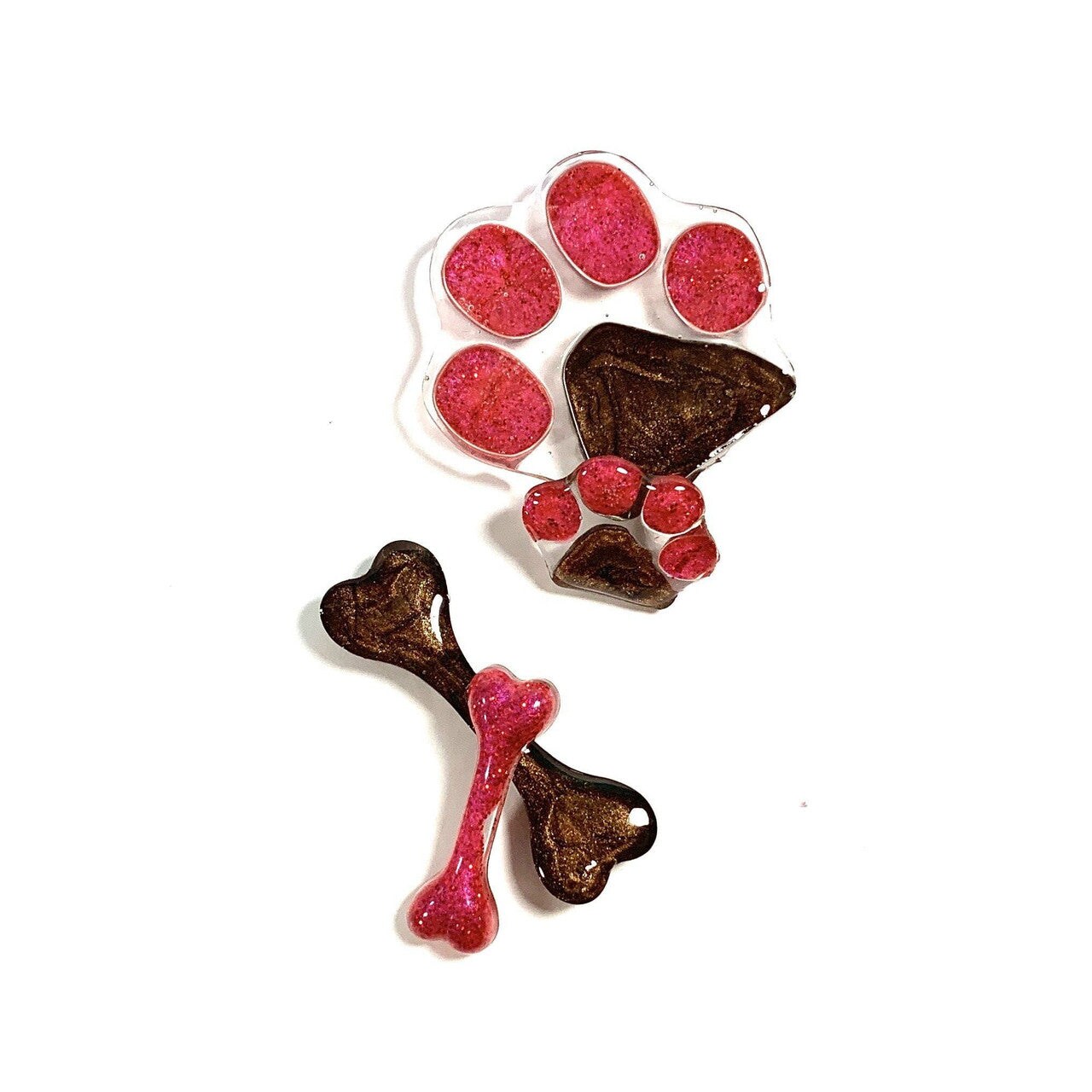 UV Safe Small Dog and Puppy Bone and Paw Keychain Mold for UV and Epoxy Resin Art