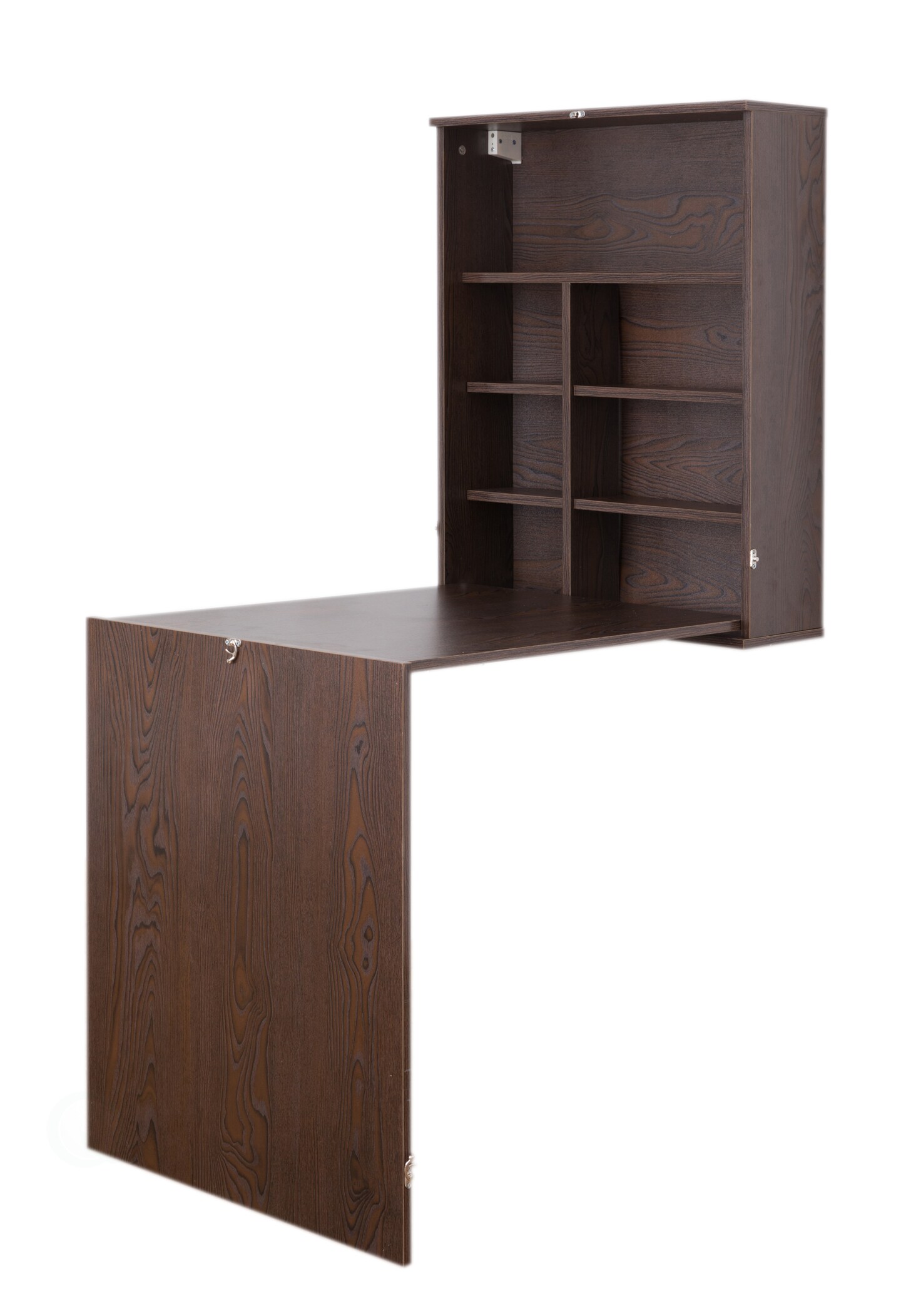 Wall Mount Laptop Fold-out Desk with Shelves