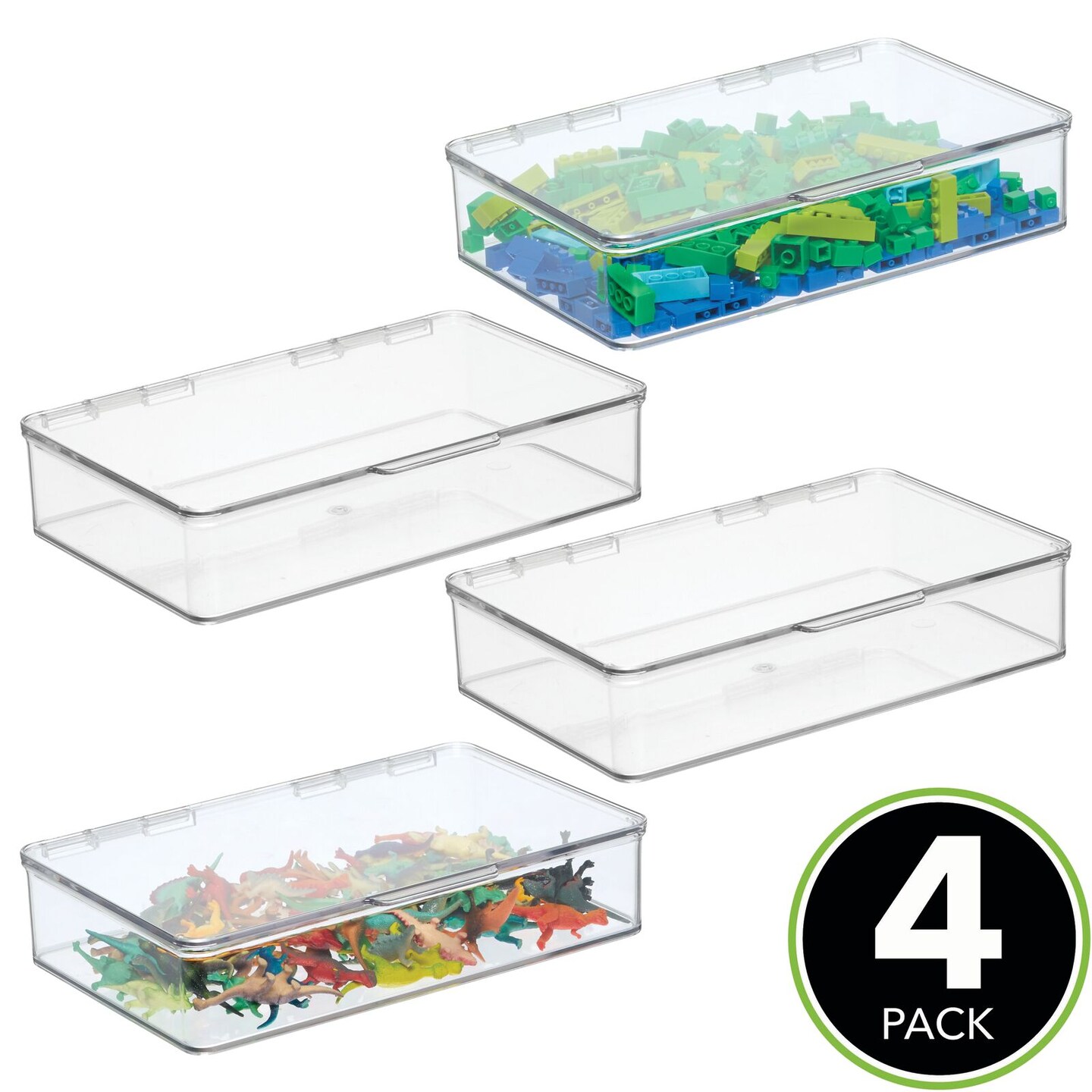 mDesign Plastic Stackable Toy/Game Storage Bin Box Hinged Lid 4 Pack Michaels