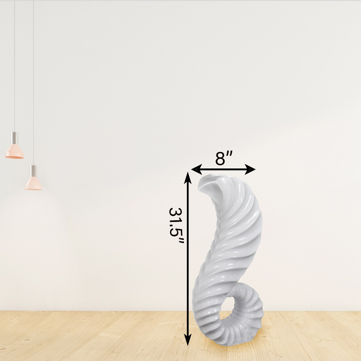 Tall Floor Vase for Home Decor, White Horn Floor Vase, 32-Inch-High Unique Decorative Vase Flower Holder, a great addition to your home Interior Decoration